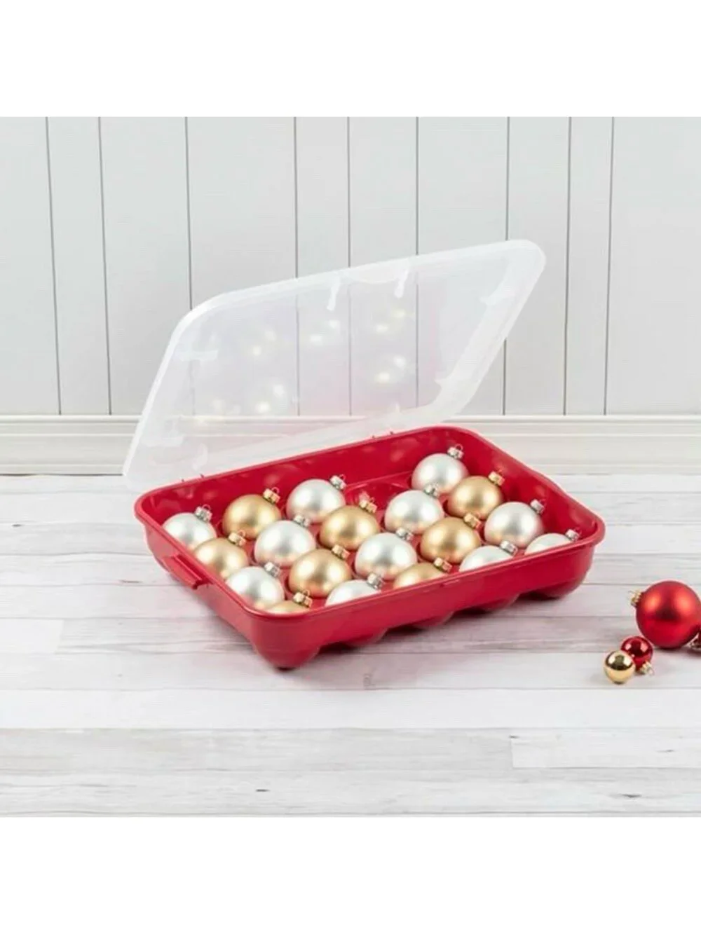 Sterilite Ornament Red Storage Case Holds 20 3.5